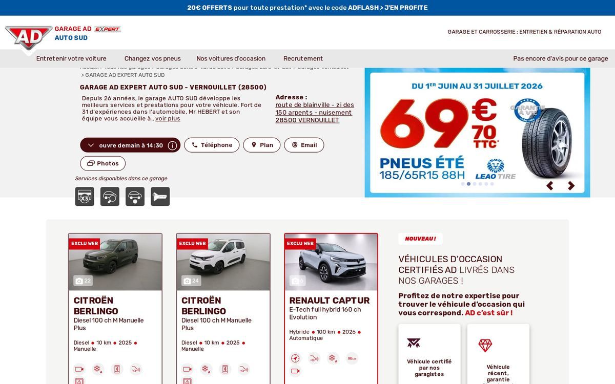 Aperçu du site Garage AD Expert Auto Sud