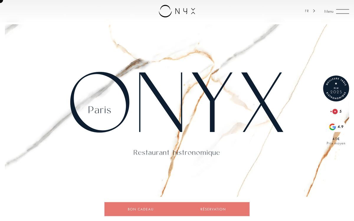 Aperçu du site Restaurant Onyx